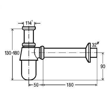 ᐉ Сифон Viega для умывальника бутылочный, d32 мм, с пробкой, выдвижной, хромированная латунь 102845 ✔️ фото | ⏩ Progreem.by