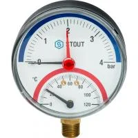 Термоманометр Stout SIM-0006-800415 Dn 80 мм 0-4 бар 1/2"