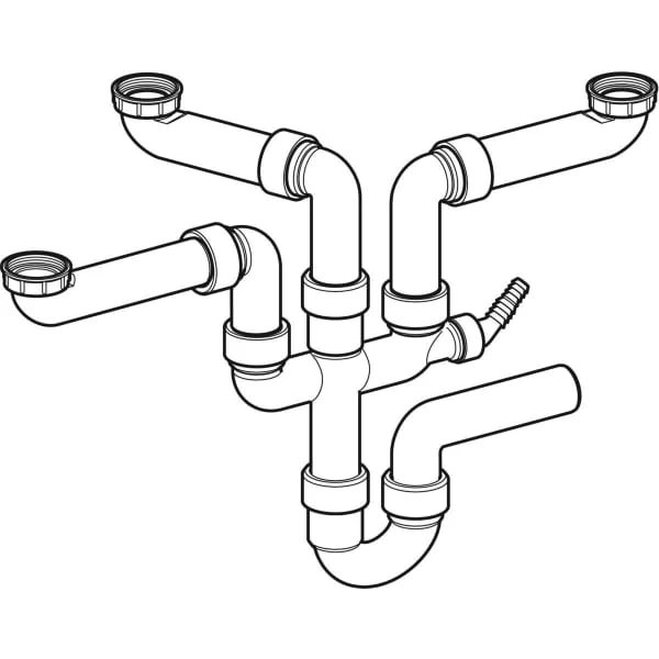 ᐉ Сифон Geberit для тройной кухонной раковины, d40 мм, горизонтальный выпуск, белый 152.821.11.1 ✔️ фото | ⏩ Progreem.by