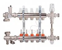 Коллектор ICMA со встроенными расходомерами, регулирующим клапаном дифференциального давления, 3-х ходовой смесительной группой 1", 5 выходов 3/4"