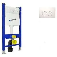 Инсталляция для унитаза Geberit Duofix Plattenbau H112 с кнопкой смыва Delta 21, белый