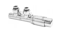 Комплект термостатический угловой Diamond с термоголовкой Хром - Узел нижнего подключения радиатора отопления с фитингами (мультифлекс)