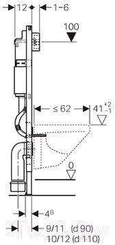 ᐉ Инсталляция для унитаза Geberit Duofix Plattenbau H112 с кнопкой смыва Delta 21, белый ✔️ фото | ⏩ Progreem.by