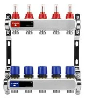 Коллектор из нержавеющей стали с расходомерами и регулирующими клапанами Varmega VM15102 1", 2 x 3/4"EK