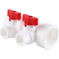 Коллектор полипропиленовый Kalde с регулировочными кранами на 2 выхода, красный