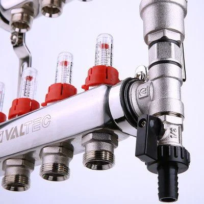 ᐉ Коллектор Valtec из нержавеющей стали со встроенными расходомерами 1", 3 выхода x 3/4" ✔️ фото | ⏩ Progreem.by