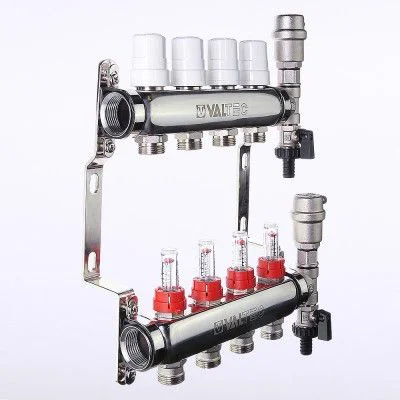ᐉ Коллектор Valtec из нержавеющей стали со встроенными расходомерами 1", 4 выхода x 3/4" ✔️ фото | ⏩ Progreem.by