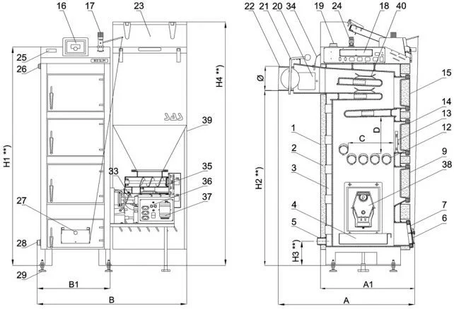 ᐉ Пеллетный котел SAS Bio Slim [14 кВт]  ✅ фото | SAS ⭐ Progreem.by