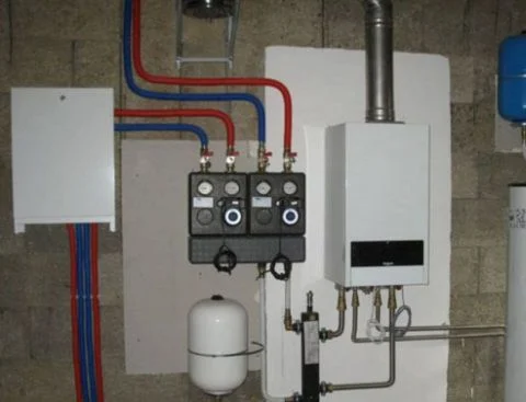 Установка газового котла с бойлером косвенного нагрева