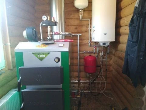 Монтаж твердотопливного котла с бойлером косвенного нагрева