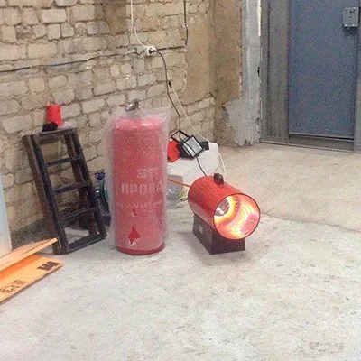 Обогрев газовой тепловой пушкой