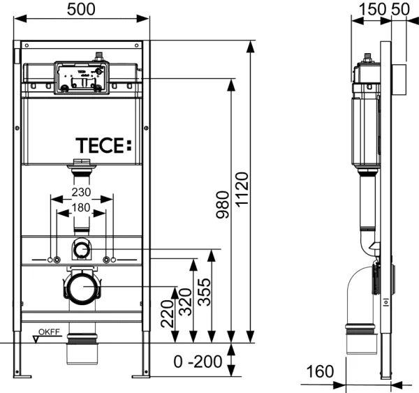 ᐉ Инсталяция для унитаза TECE 9400412 квадратная хром кнопка ✔️ фото | ⏩ Progreem.by