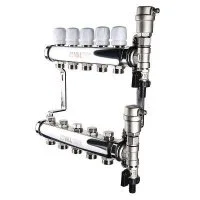 Коллектор Valtec из нержавеющей стали с термостатическими клапанами 1", 5 выходов x 3/4"