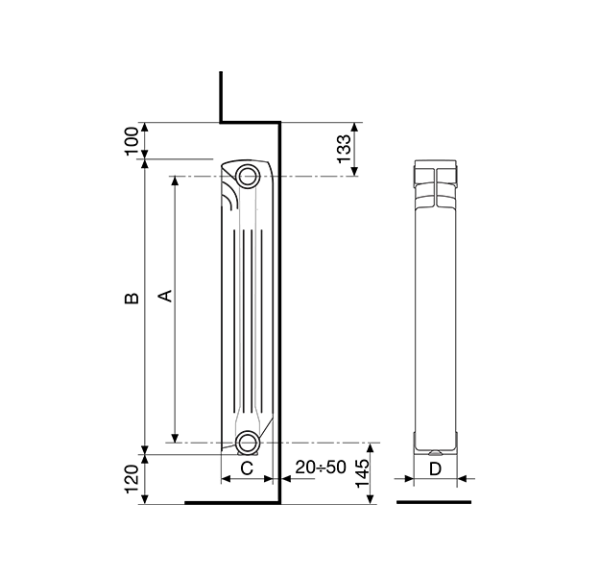 Радиатор алюминиевый Nova Florida EXTRATHERMSERIR SUPER B4 500 [1 секция], Италия | Фото