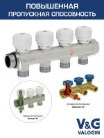 ᐉ Коллектор латунный распределительный V&G VALOGIN 2 выхода, "евроконус" 1" - 2 выхода х 3/4" «евроконус» ✔️ фото | ⏩ Progreem.by