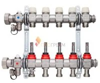 Коллектор распределительный Kermi x-net Komfort 1" со встроенными расходомерами для 8 контуров