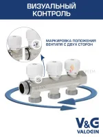 ᐉ Коллектор латунный распределительный V&G VALOGIN 3/4" - 2 выхода х 3/4" «евроконус» ✔️ фото | ⏩ Progreem.by
