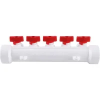 ᐉ Коллектор полипропиленовый Kalde с регулировочными кранами на 5 выходов, красный ✔️ фото | ⏩ Progreem.by