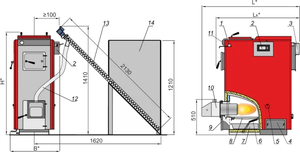 ᐉ Пеллетный котел Kalvis 2-70 DG [70 кВт] ✔️ фото | ⏩ Progreem.by