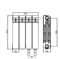 ᐉ Радиатор алюминиевый Rifar Alum 350 [8 секций] ✔️ фото | ⏩ Progreem.by