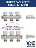 ᐉ Коллектор латунный настроечный V&G VALOGIN 3/4" - 2 выхода х 3/4" «евроконус» ✔️ фото | ⏩ Progreem.by