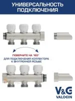 ᐉ Коллектор латунный распределительный V&G VALOGIN 2 выхода, "евроконус" 1" - 2 выхода х 3/4" «евроконус» ✔️ фото | ⏩ Progreem.by