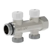 Коллектор латунный настроечный V&G VALOGIN 3/4" - 2 выхода х 3/4" «евроконус» ᐉ Коллектор латунный настроечный V&G VALOGIN 3/4" - 2 выхода х 3/4" «евроконус» ✔️ фото | ⏩ Progreem.by