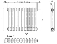 ᐉ Радиатор стальной трубчатый Primoclima LAVA 2-1800-1738 нижнее подключение [6 секций], никель ✔️ фото | ⏩ Progreem.by