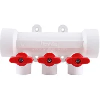 ᐉ Коллектор полипропиленовый Kalde с регулировочными кранами на 3 выхода, красный ✔️ фото | ⏩ Progreem.by