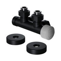 Узел Royal Thermo нижнего подключения 1/2" х 15 мм угловой, Черный с термостатической вставкой М30х1,5 RANPU11215BL