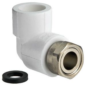 Угольник полипропиленовый 90° Valtec с накидной гайкой 20х1/2 - отвод (уголок)