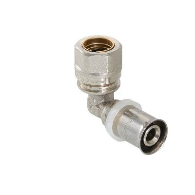 Пресс-фитинг угольник с переходом на обжим. соед. 16-15 мм - фитинг обжимной