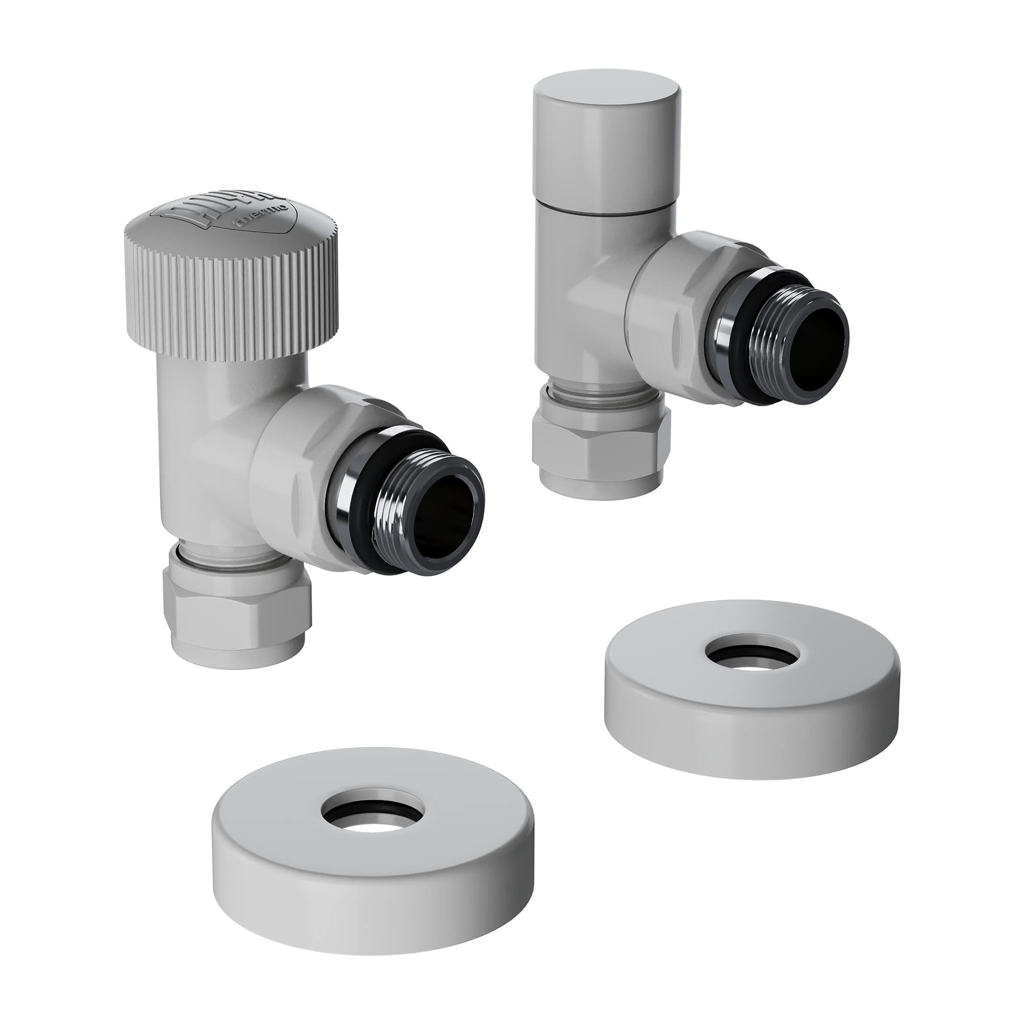 Комплект Royal Thermo радиаторный 1/2" Накидная гайка х 15мм, угловой Design Pro, Белый RATVXU11215WH