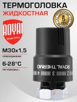 Термоголовка Royal Thermo для радиатора М30х1,5, Черный RTO 08.03