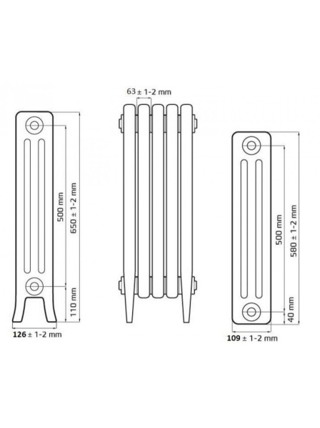 ᐉ Радиатор чугунный Радимакс Loft 500/220 [1 секция] ✔️ фото | ⏩ Progreem.by