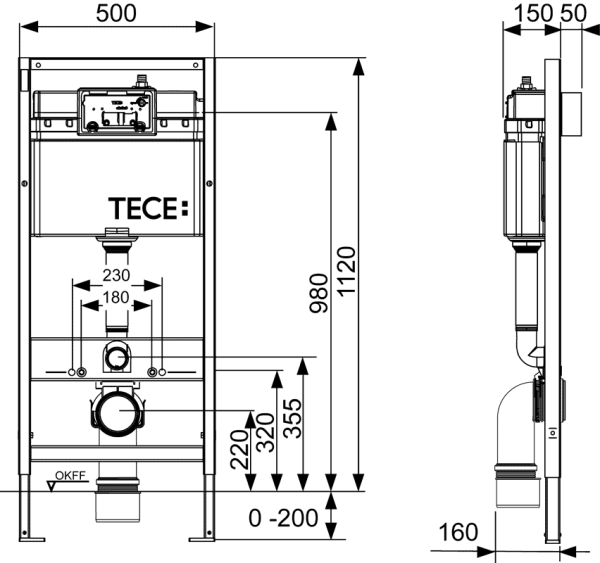 ᐉ Инсталяция для унитаза TECE 9400412 квадратная хром кнопка ✔️ фото | ⏩ Progreem.by
