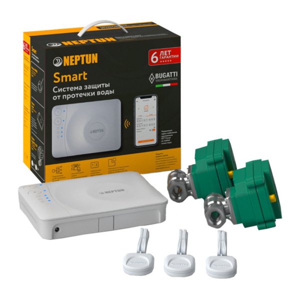 Система защиты от протечек Neptun Bugatti Smart Tuya, 1/2" Система защиты от протечек Neptun Bugatti Smart Tuya, 1/2"