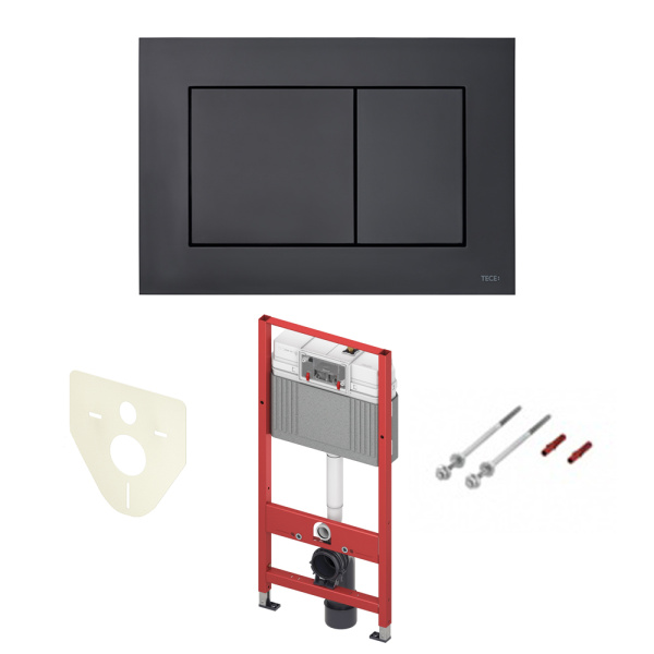 Инсталяция для унитаза TECE 9400414 квадратная черная матовая хром кнопка