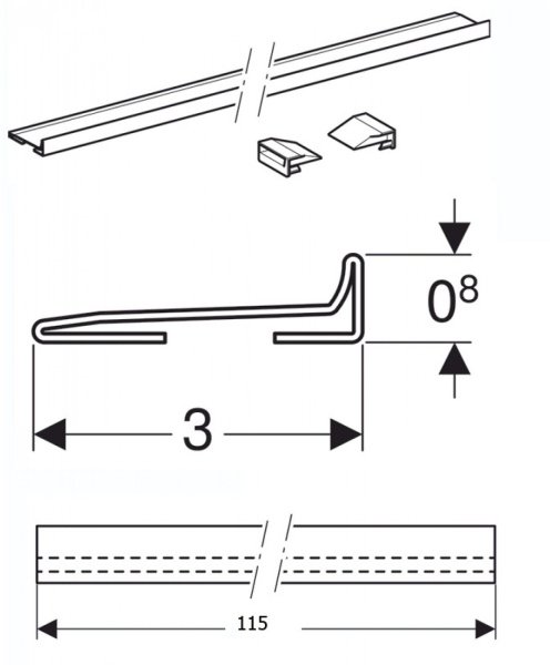 ᐉ Профиль сбора воды для душевого трапа Geberit 154.340.FW.1 [1150 мм] ✔️ фото | ⏩ Progreem.by