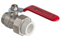 Кран шаровой латунный с переходом на полипропиленовую трубу Valtec 40х1 1/4 вн. р. (с полусгоном)