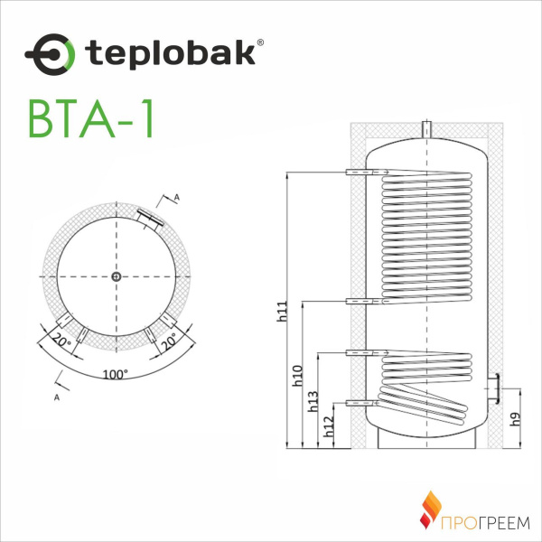 ᐉ Буферная емкость Теплобак ВТА-1 [750 л] 3,8 ✔️ фото | ⏩ Progreem.by
