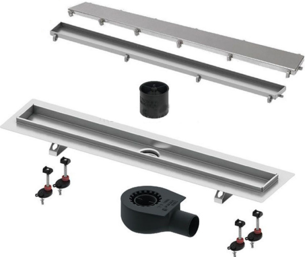 Душевой лоток TECE TECElinus, 90 см с основой для плитки tile и панелью steel 2 в 1