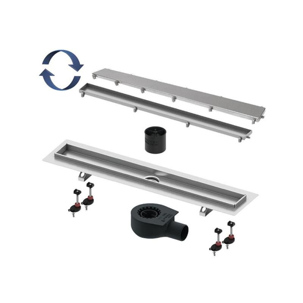 Душевой лоток TECE TECElinus, 60 см с основой для плитки tile и панелью steel 2 в 1