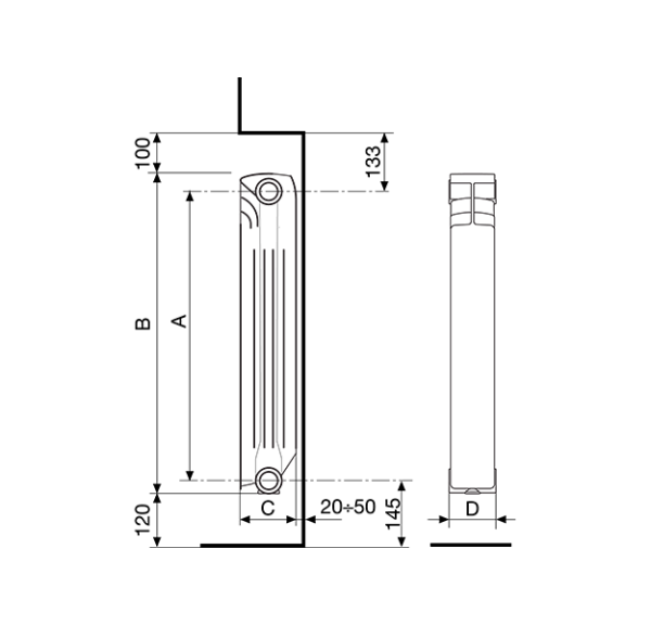 Радиатор алюминиевый Nova Florida EXTRATHERMSERIR SUPER B4 350 [1 секция], Италия | Фото